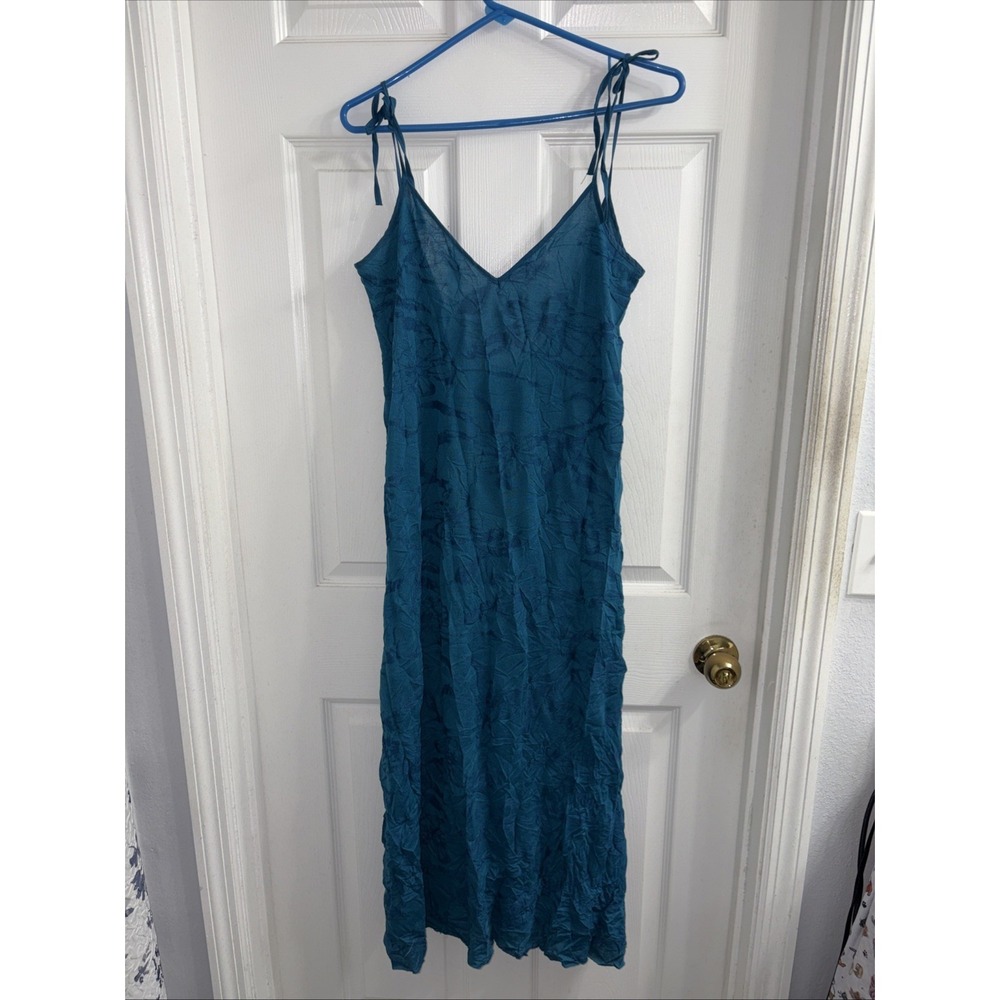 Zara Women's Teal Blue Cocktail Dress Spaghetti Strap Boho Sz Small